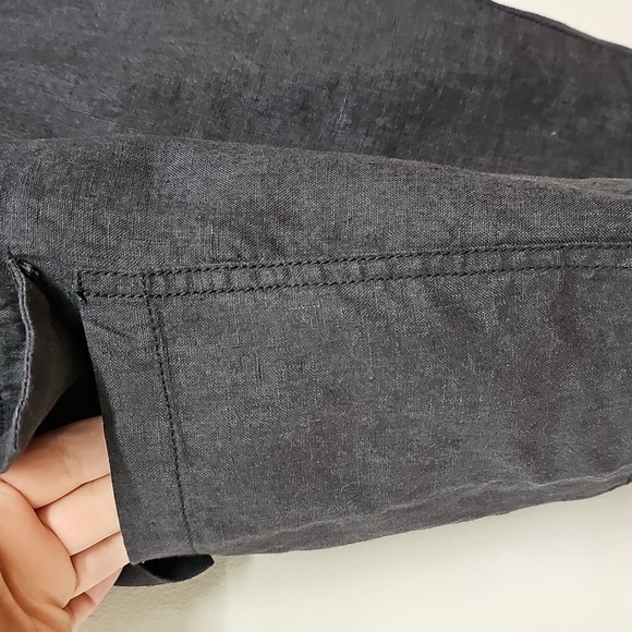 Eileen Fisher Linen Cargo Capri Pant, Graphite, Size 12 - Picture 3 of 12
